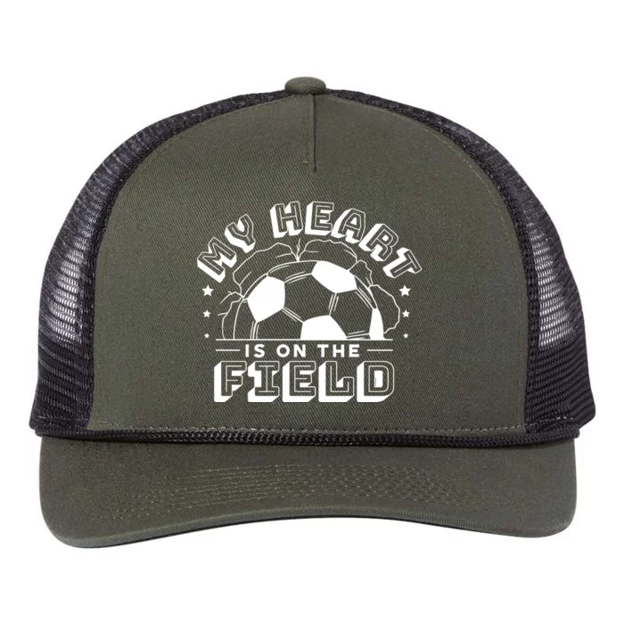 My Heart Is On The Field Soccer Retro Rope Trucker Hat Cap