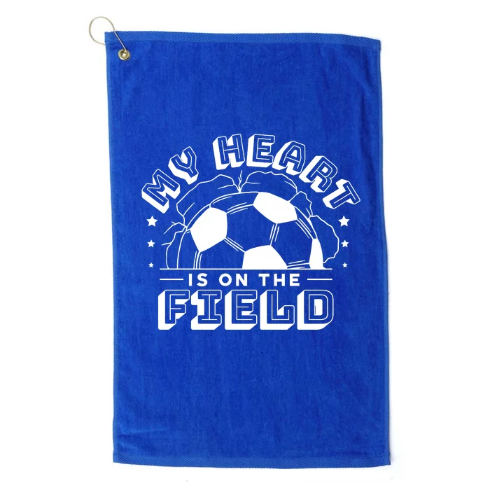 My Heart Is On The Field Soccer Platinum Collection Golf Towel