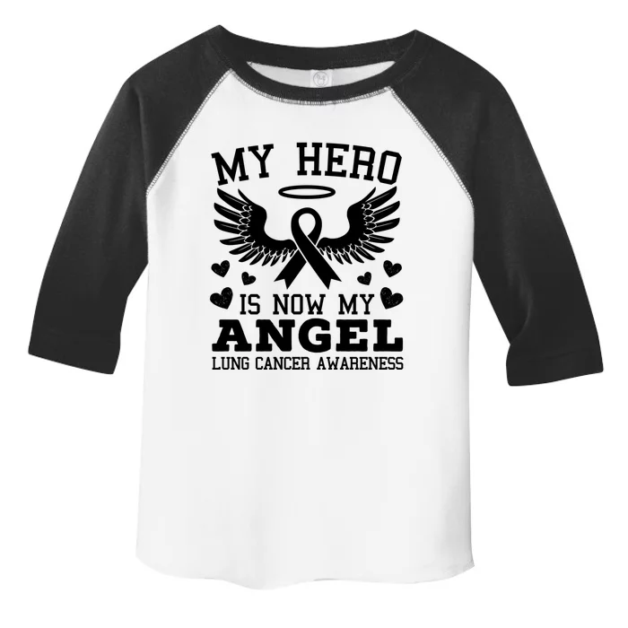 My Hero Is Now My Angel Lung Cancer Awareness Supporter Gift Toddler Fine Jersey T-Shirt