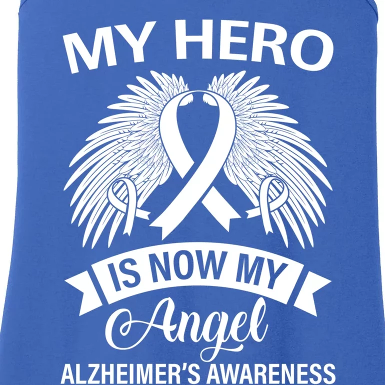 My Hero Is Now My Angel Alzheimer's Awareness Purple Ribbon Gift Ladies Essential Tank