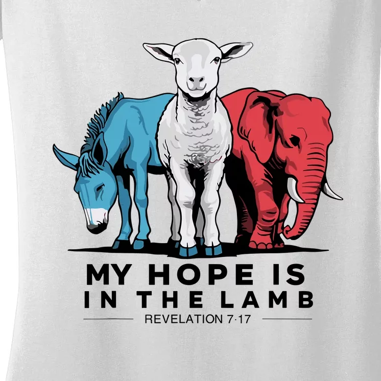 My Hope Is In The Lamb Women's V-Neck T-Shirt