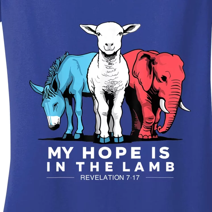 My Hope Is In The Lamb Christian God Jesus Women's V-Neck T-Shirt