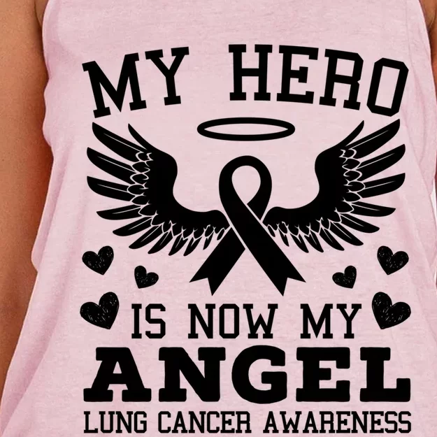 My Hero Is Now My Angel Lung Cancer Awareness Supporter Gift Women's Knotted Racerback Tank