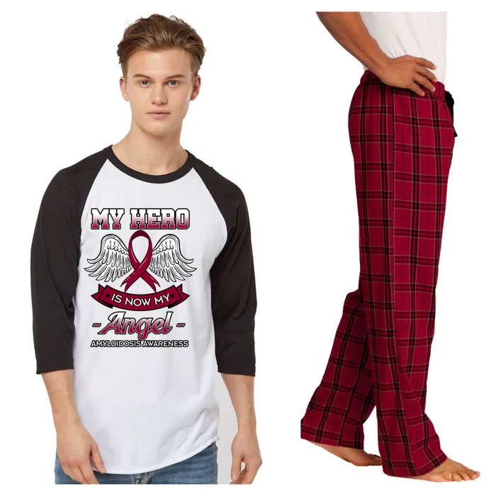 My Hero Is Now My Angel Amyloidosis Blood Disorder Patients Gift Raglan Sleeve Pajama Set