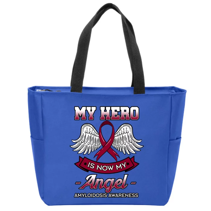 My Hero Is Now My Angel Amyloidosis Blood Disorder Patients Gift Zip Tote Bag