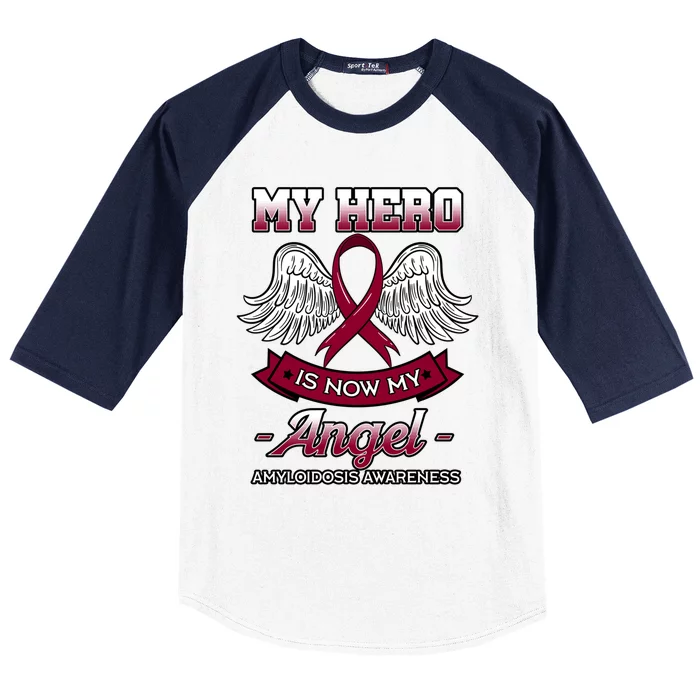 My Hero Is Now My Angel Amyloidosis Blood Disorder Patients Gift Baseball Sleeve Shirt