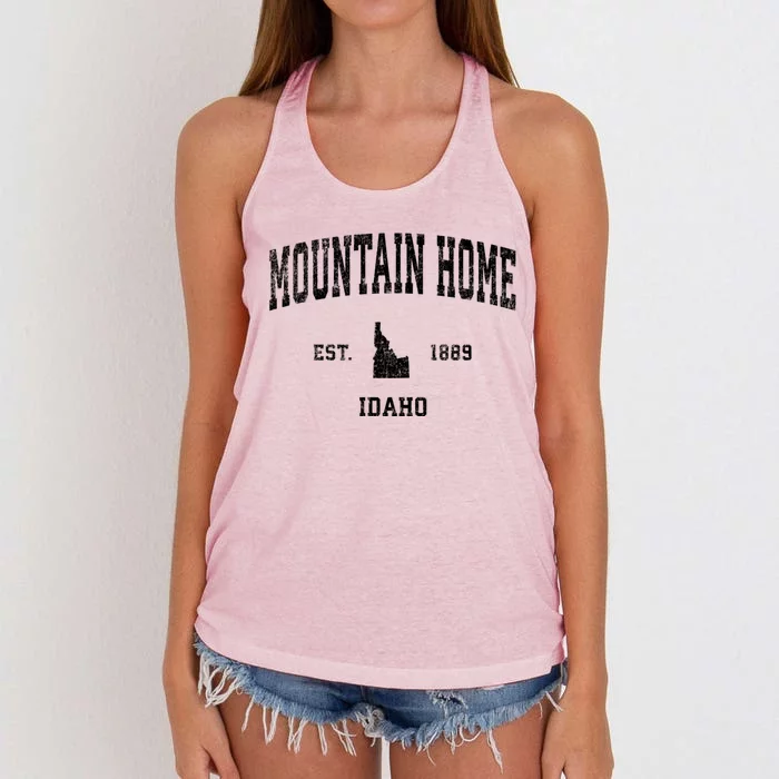 Mountain Home Idaho Id Vintage Sports Women's Knotted Racerback Tank