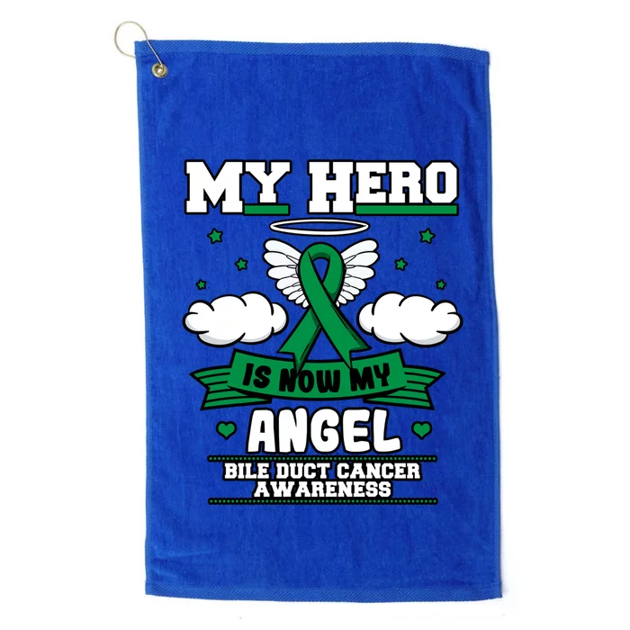 My Hero Is Now My Angel Bile Duct Cancer Awareness Fighter Gift Platinum Collection Golf Towel