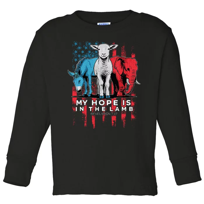 My Hope Is In The Lamb Christian Jesus God Donkey Elephan Toddler Long Sleeve Shirt