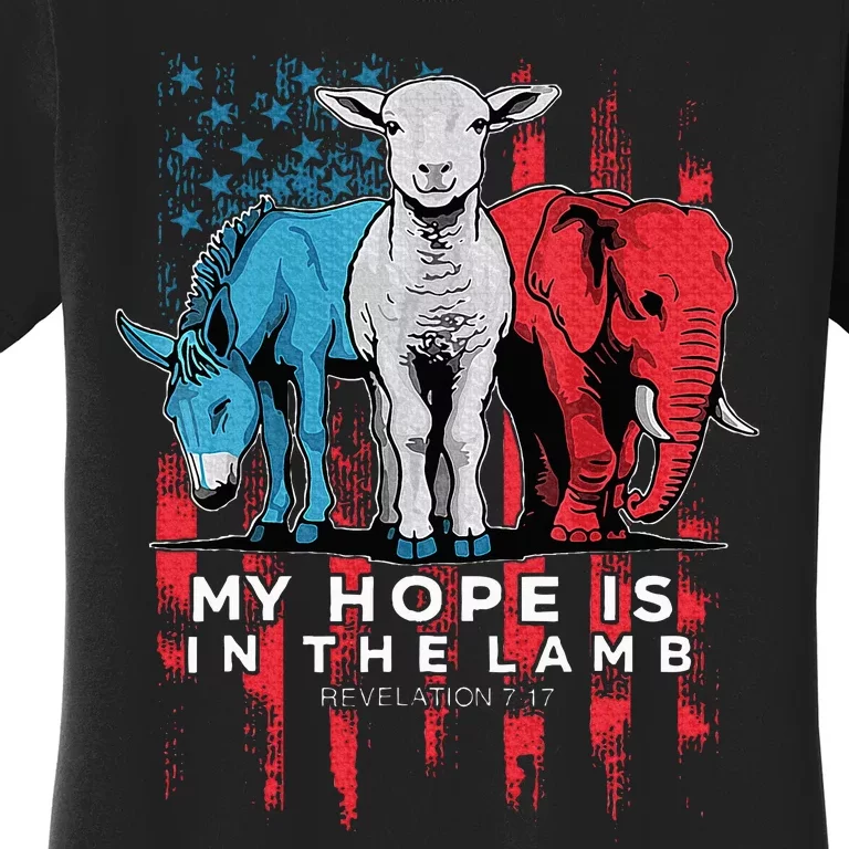 My Hope Is In The Lamb Christian Jesus God Donkey Elephan Women's T-Shirt