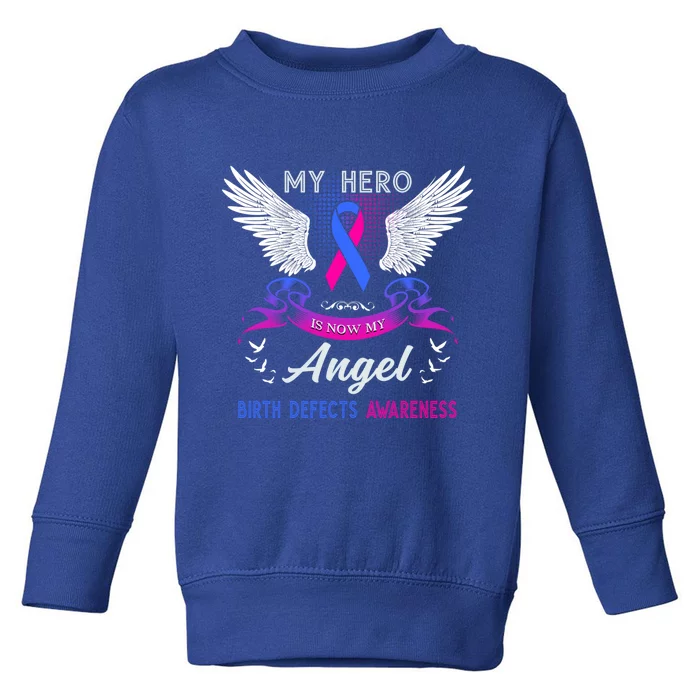 My Hero Is Now My Angel Birth Defects Awareness Month Funny Gift Toddler Sweatshirt