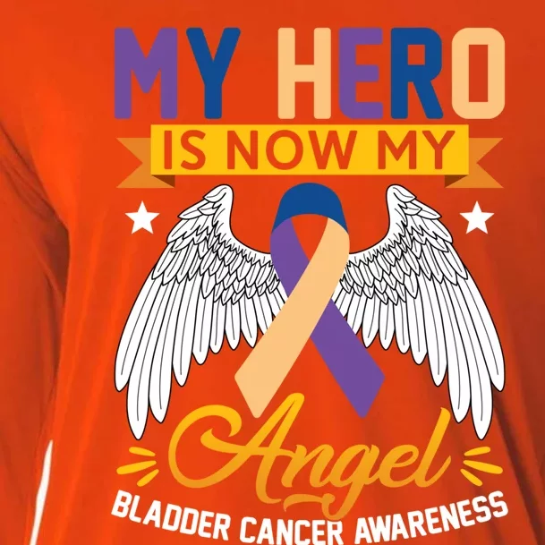 My Hero Is Now My Angel Bladder Cancer Awareness Supporter Gift Cooling Performance Long Sleeve Crew