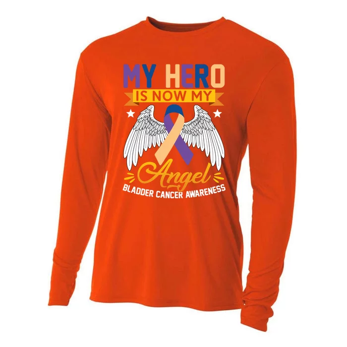 My Hero Is Now My Angel Bladder Cancer Awareness Supporter Gift Cooling Performance Long Sleeve Crew