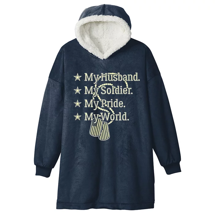 My Husband Is A Soldier Hero Proud Military Wife Army Spouse Funny Gift Hooded Wearable Blanket