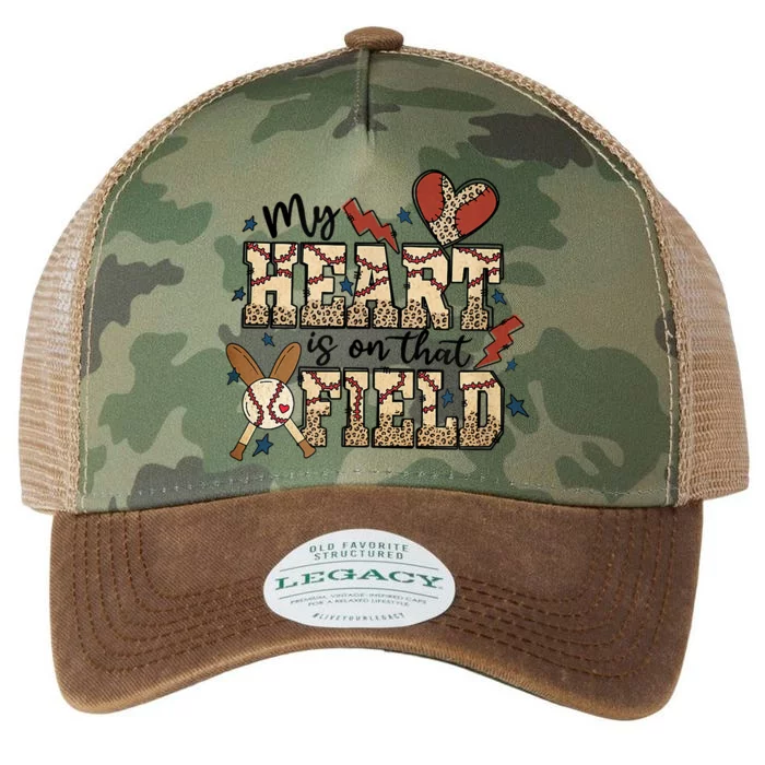 My Heart Is On That Field Baseball Leopard Mom Softball Tee Legacy Tie Dye Trucker Hat