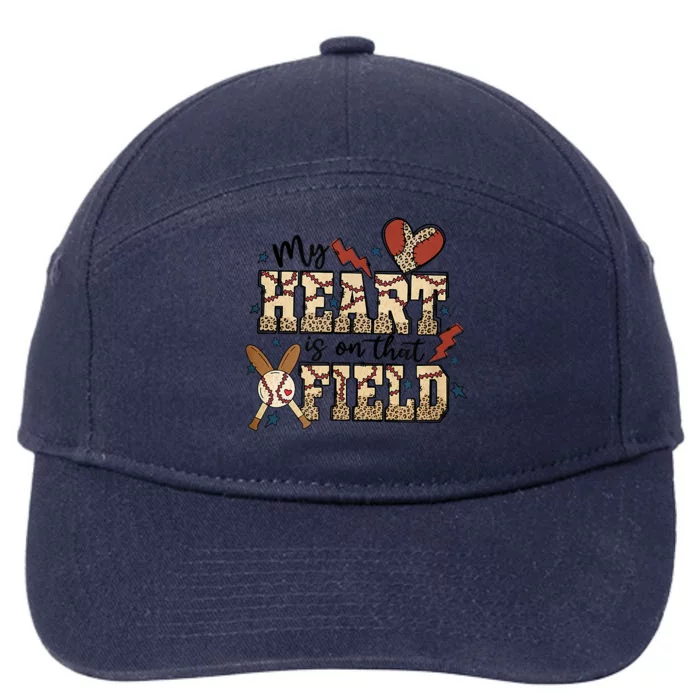 My Heart Is On That Field Baseball Leopard Mom Softball Tee 7-Panel Snapback Hat