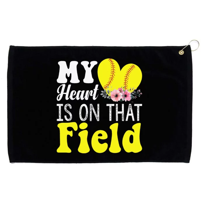 My Heart is on That Field Baseball Tee Softball Mom Gifts Grommeted Golf Towel