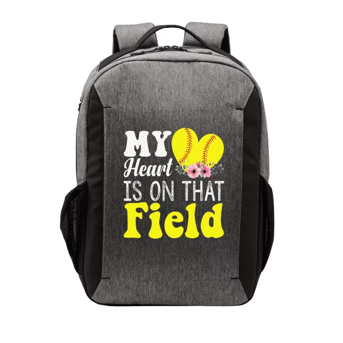 My Heart is on That Field Baseball Tee Softball Mom Gifts Vector Backpack