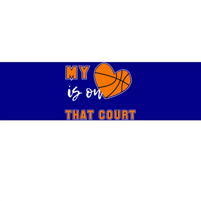 My Heart Is On That Court Basketball Mom Gift Bumper Sticker