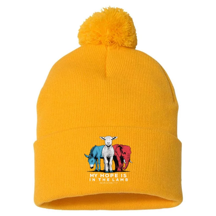 My Hope Is In The Lamb Christian God Jesus Pom Pom 12in Knit Beanie