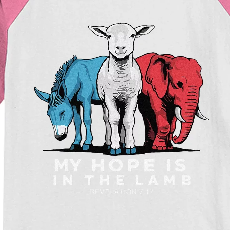 My Hope Is In The Lamb Christian God Jesus Kids Colorblock Raglan Jersey