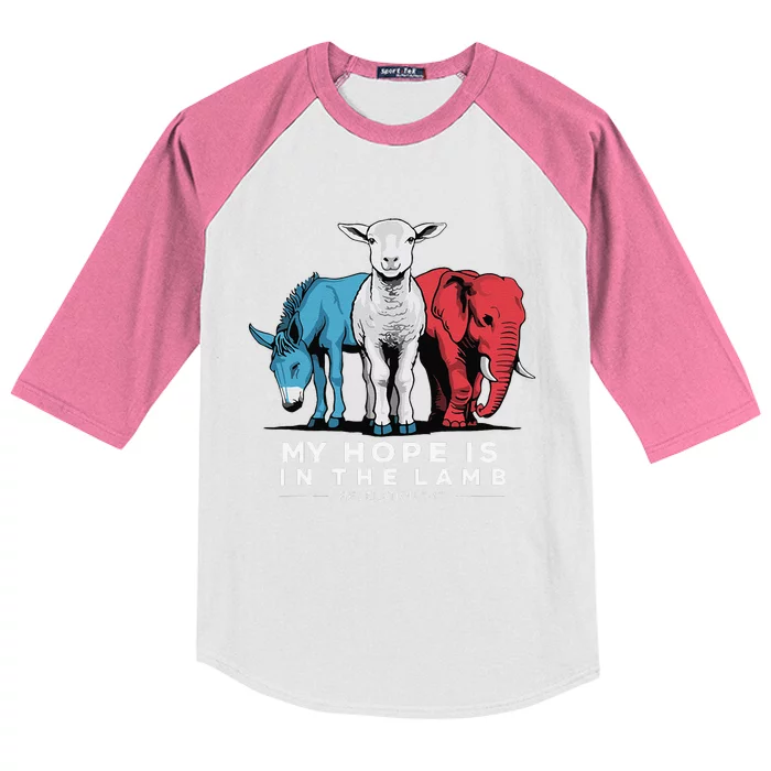 My Hope Is In The Lamb Christian God Jesus Kids Colorblock Raglan Jersey