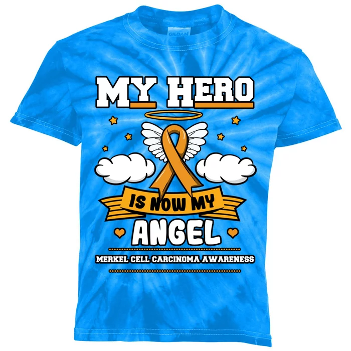 My Hero Is Now My Angel Merkel Cell Carcinoma Awareness Gift Kids Tie-Dye T-Shirt