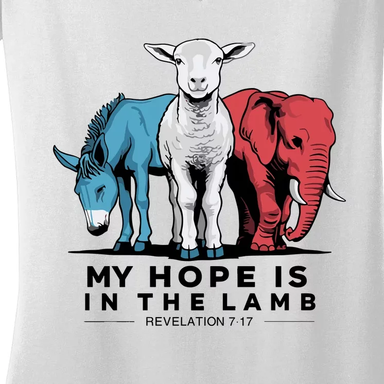 My Hope Is In The Lamb Women's V-Neck T-Shirt