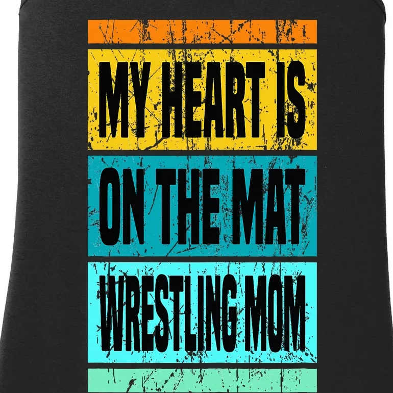 My Heart Is On The Mat Wrestling Mom Funny Wrestling Mother Ladies Essential Tank