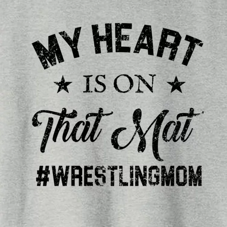 My Heart Is On That Mat Wrestling Mom Gift Women's Crop Top Tee