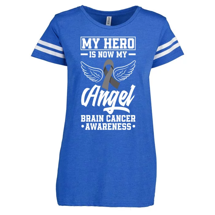 My Hero Is Now My Angel Brain Tumor Brain Cancer Awareness Gift Enza Ladies Jersey Football T-Shirt