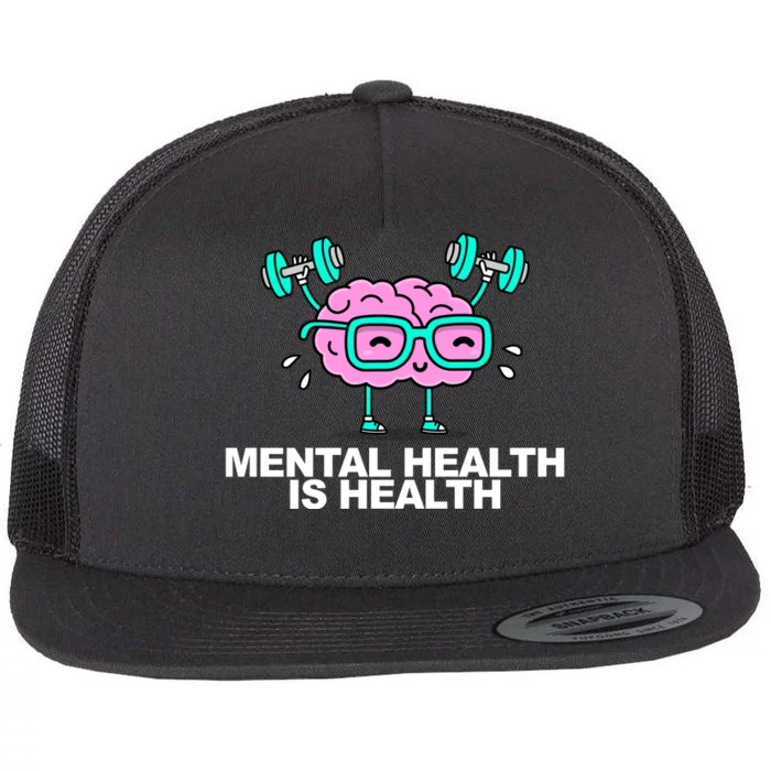 Mental Health Is Health Brain Workout Flat Bill Trucker Hat