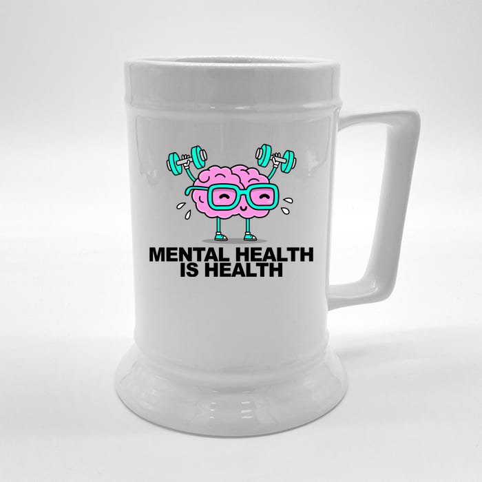 Mental Health Is Health Brain Workout Front & Back Beer Stein