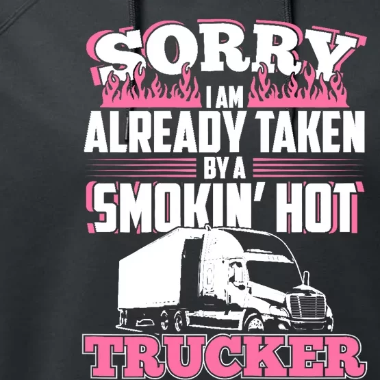 My Husband Is A Truck Driver Wo Gift Trucker Wife Performance Fleece Hoodie