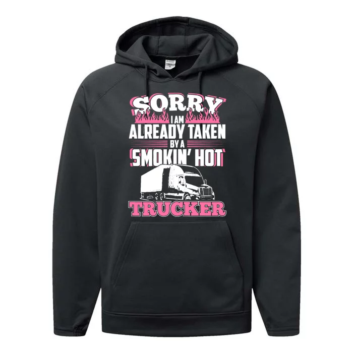 My Husband Is A Truck Driver Wo Gift Trucker Wife Performance Fleece Hoodie