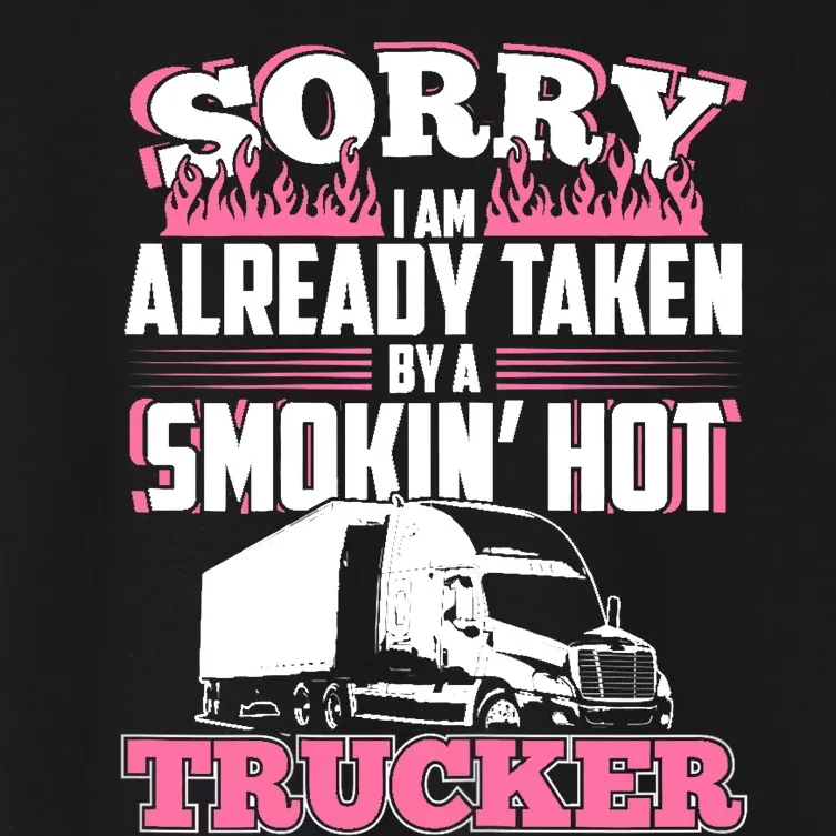 My Husband Is A Truck Driver Wo Gift Trucker Wife Women's Crop Top Tee