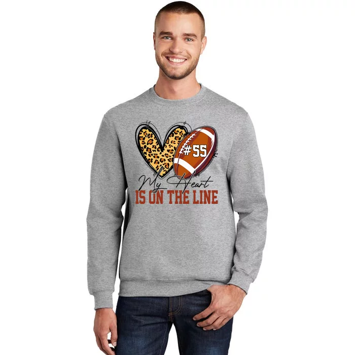 My Heart Is On The Line Number 55 Football American Custom Tall Sweatshirt