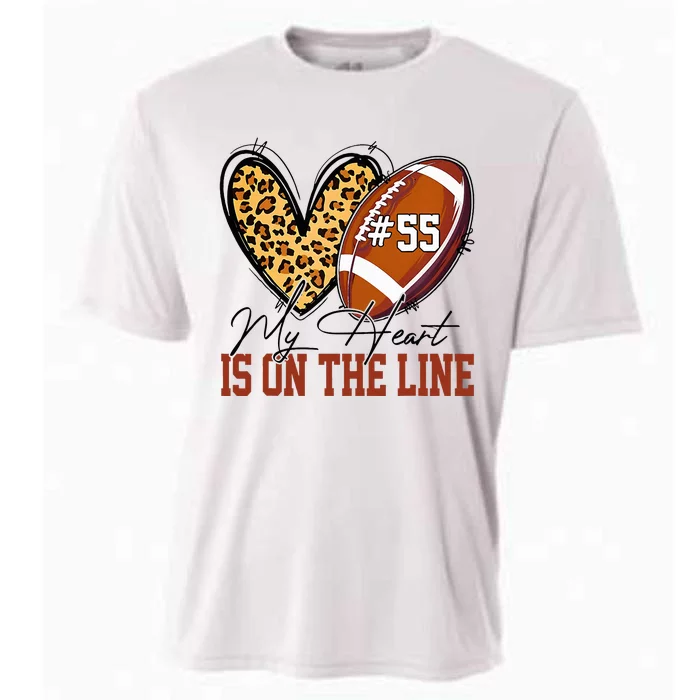 My Heart Is On The Line Number 55 Football American Custom Cooling Performance Crew T-Shirt