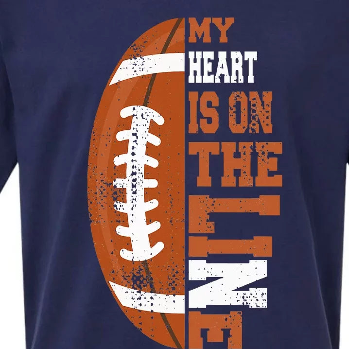 My Heart is on the Line Football Sueded Cloud Jersey T-Shirt