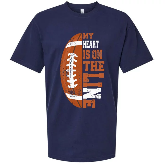 My Heart is on the Line Football Sueded Cloud Jersey T-Shirt