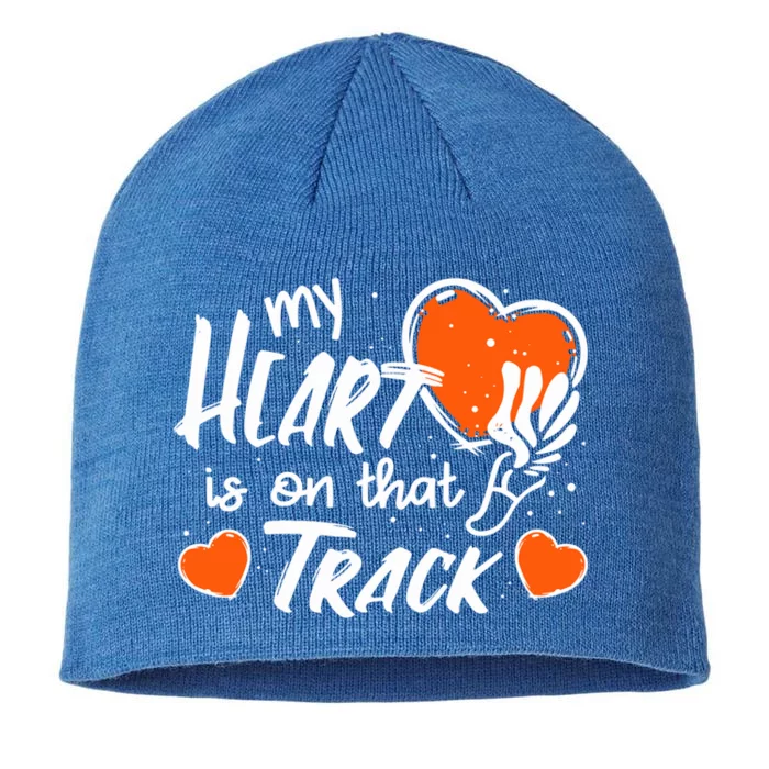 My Heart Is On That Track Meaningful Gift Track And Field Mom Cute Gift 8 1/2in Sustainable Knit Beanie