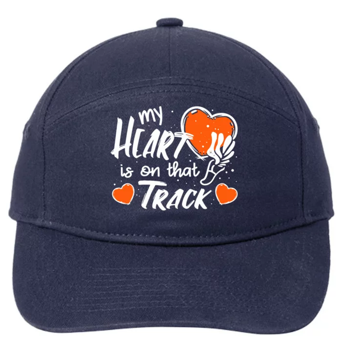 My Heart Is On That Track Meaningful Gift Track And Field Mom Cute Gift 7-Panel Snapback Hat