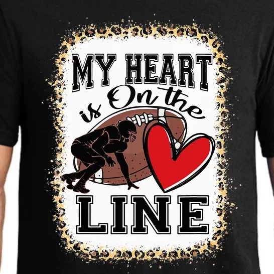 My Heart Is On The Line Offensive Lineman Football Leopard Pajama Set