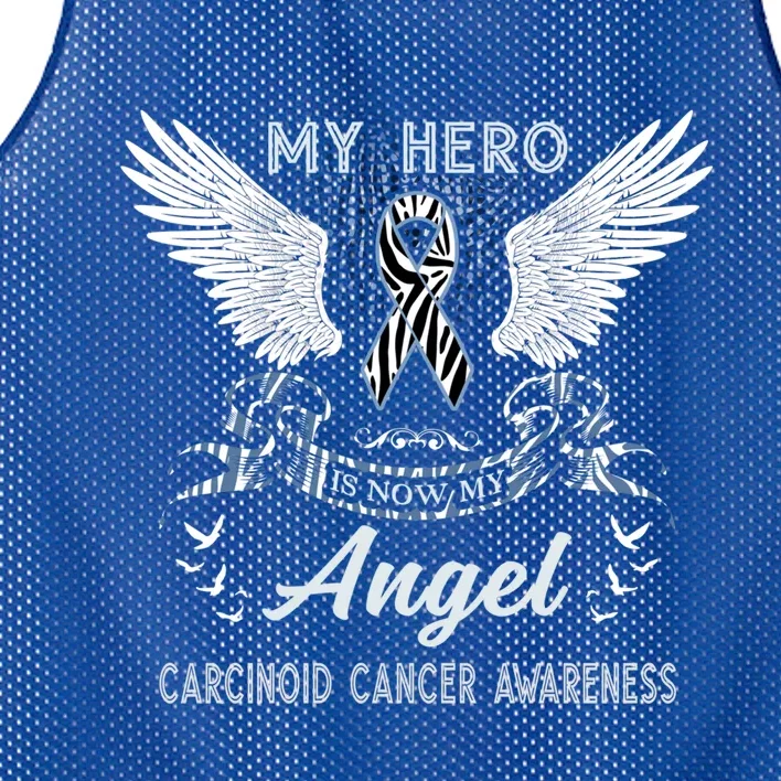 My Hero Is Now My Angel Carcinoid Cancer Awareness Month Gift Mesh Reversible Basketball Jersey Tank