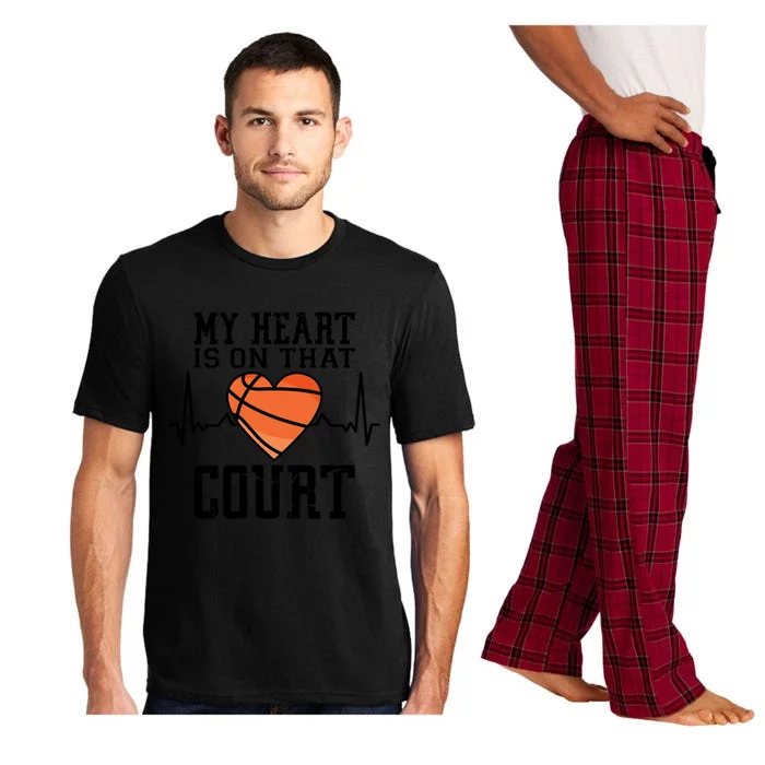 My Heart Is On That Court Basketball Dad Basketball Mom Cute Gift Pajama Set