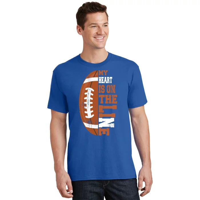 My Heart Is On The Line Football Gift T-Shirt