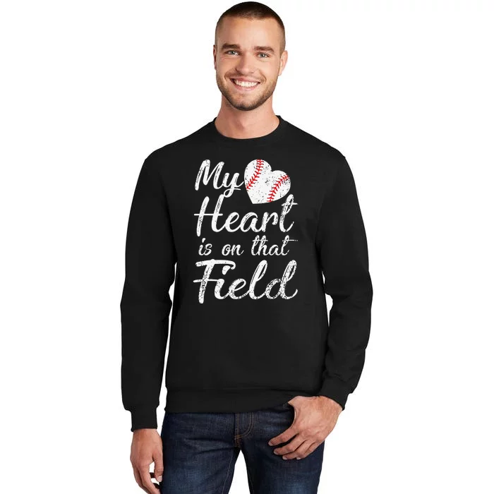 My Heart is on That Field Baseball Softball Mom Retro Sweatshirt