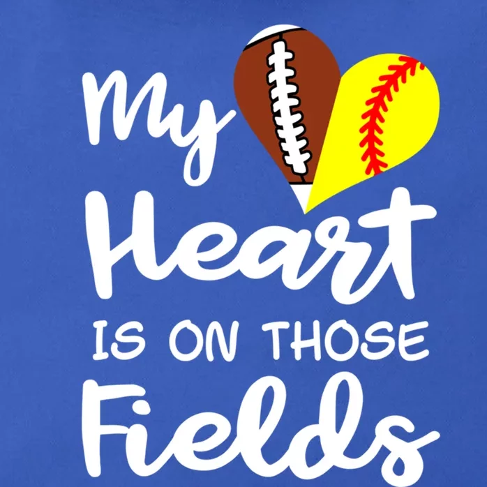 My Heart Is On Those Fields Football Softball Player Mom Gift Zip Tote Bag