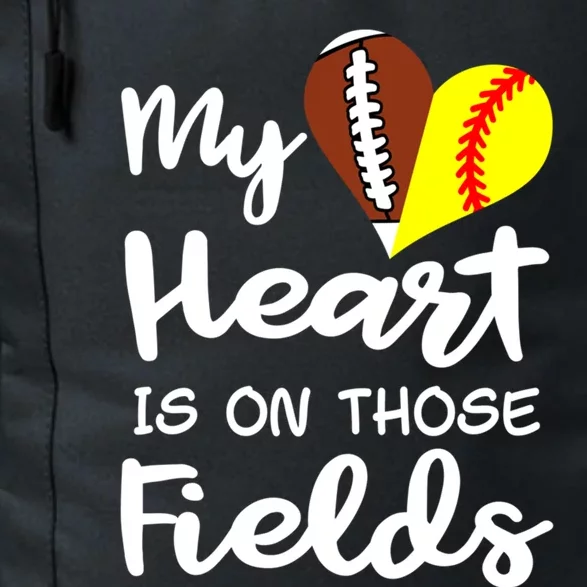 My Heart Is On Those Fields Football Softball Player Mom Gift Daily Commute Backpack