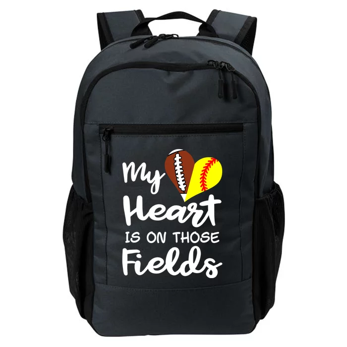 My Heart Is On Those Fields Football Softball Player Mom Gift Daily Commute Backpack